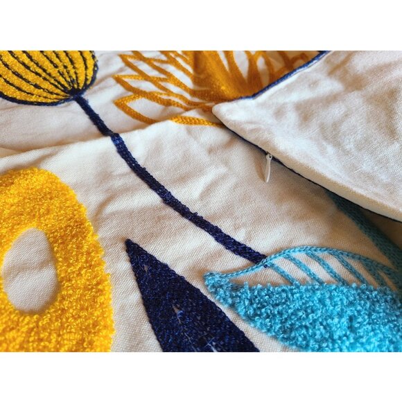 Floral Pillow Cover Embroidered Decorative Boho Decor Bohemian Accent Decoration - Picture 12 of 14